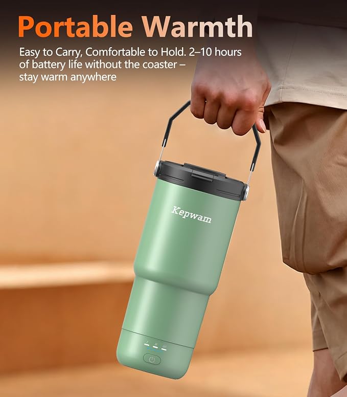 Kepwam Heated Coffee Mug Rechargeable T3, 20oz Self-Heating Travel Mug for Coffee with 1℉ Precise Temperature Control & App, Portable Cup Warmer for Outdoor & Car (Fits Cup Holders) - Image 5