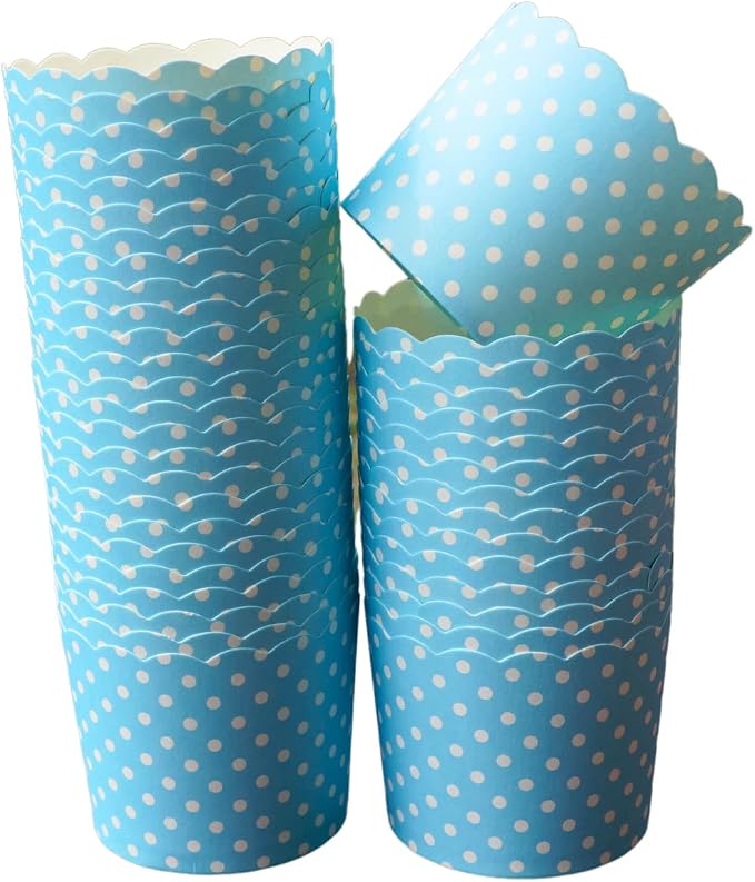 Paper Baking Cups (Polka Dots), Greaseproof Disposable Cupcake Liners (Turquoise, Large Cups (50-Pack)) - Image 3