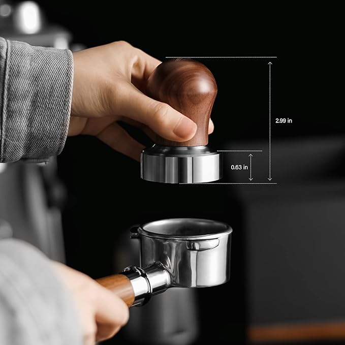 54mm Espresso Tamper | Fits 54mm Breville Barista Espresso Portafilter | Thickening Base Walnut Handle Tamper Tools for Espresso Machine | Espresso Machine Accessories