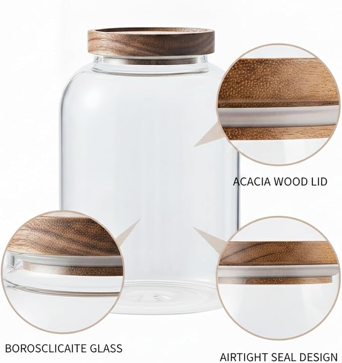 Store Dry Pantry Staples in This Borosilicate Glass Jar with Acacia Wood Lid - Image 6