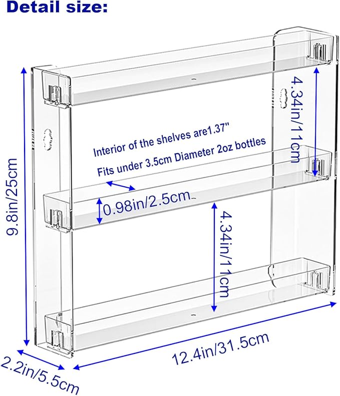 2Pack 3 Tier Display Rack, Clear Paint Rack Wall-Mount (No Drill), Acrylic Craft Paint Storage Organizer, Miniature Holder for 2oz Bottle, Nail Polish Organizer, Badges, Mini Figures (2)