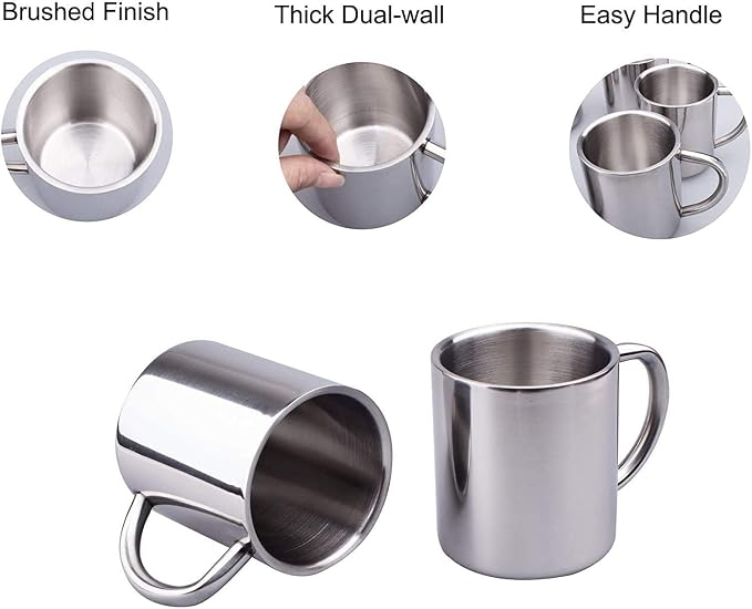 IMEEA Small Espresso Mug 7.5oz Double Wall Stainless Steel Cups, Set of 2 - Image 7