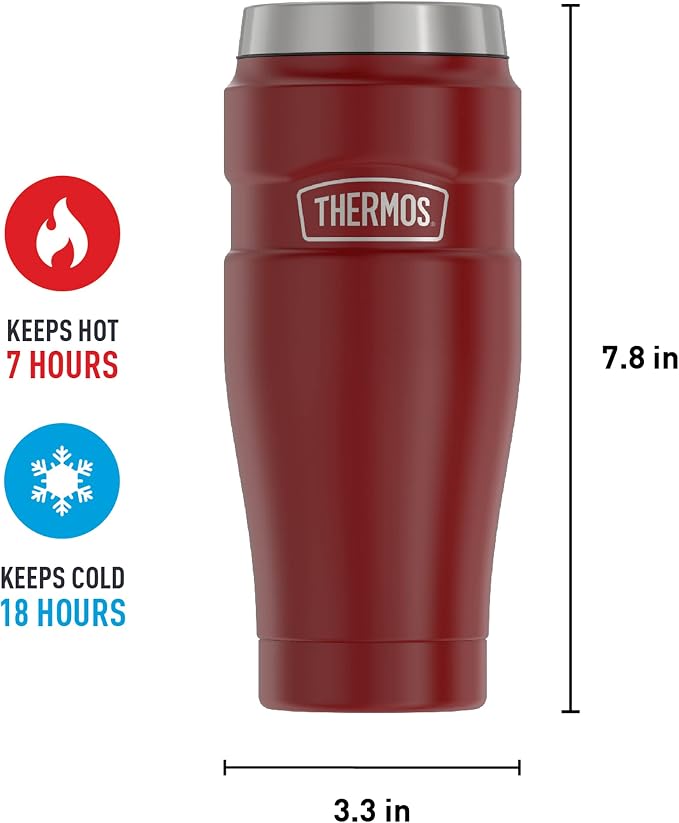 THERMOS Stainless King Vacuum-Insulated Travel Tumbler, 16 Ounce, Rustic Red (Pack of 4) - Image 6