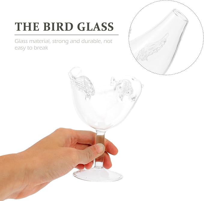 Wing Bird Design Wine Glass Goblet Glass Drinkware for Cocktails | Glass, Smooth Rim, Stable Build, Break-resistant Structure, Suitable for Beer and Other Beverages, Novelty Glassware - Image 4