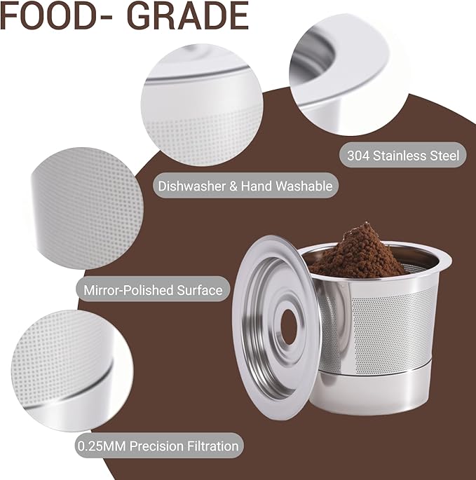 Reusable K Cups for Ninja Coffee Maker PB041 PB051 CFP101,304 Stainless Steel K Cups Filter,Reusable Coffee Pod Compatible with Ninja Single Serve & Dual Brew Coffee Maker,Eco-Friendly,BPA-Free,3PCS.