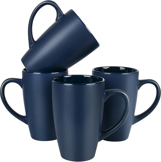 BYCNZB 20oz Extra Large Ceramic Tall Coffee Mugs Set for Coffee Tea Hot Cocoa set of 4 Dishwasher & Microwave Safe (Matte blue) by BYCNZB