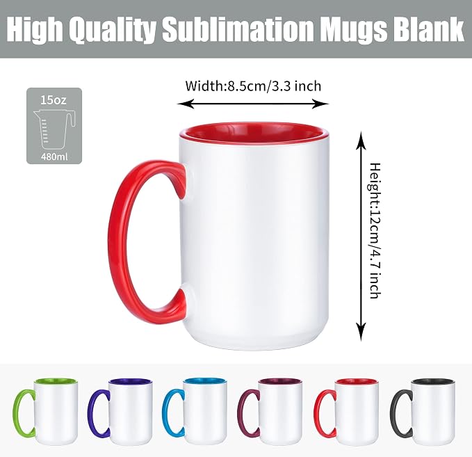 TANGLONG 15oz Sublimation coffee Mugs-6 Assorted Colors Magic cupSet of 12 | Ceramic Cup,Tazas Magicas Para Sublimacion Set,Heat Sensitive Coffee Mugs for Milk, Hot Cocoa,homemade gifts - Image 4