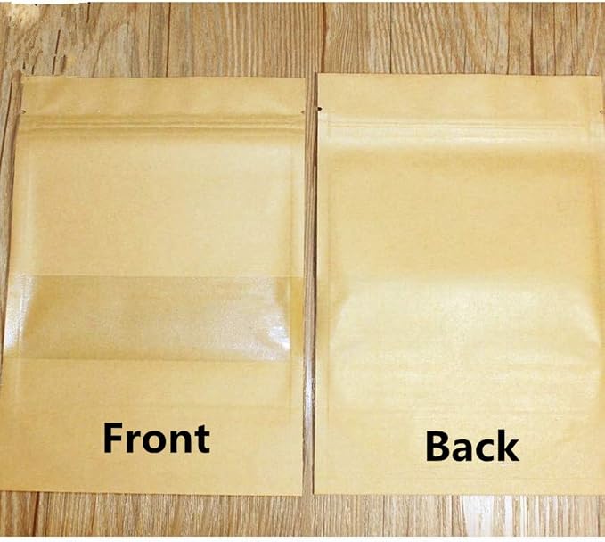 Kraft Heat Sealable Stand Up food Pouches Paper Mylar Bags With Clear Window And Zipper, Heavy Duty Decorative Resealable Recycled For DIY Homemade Chips Candy Cookies Christmas (50pcs 6x9+3.2 inch) - Image 8