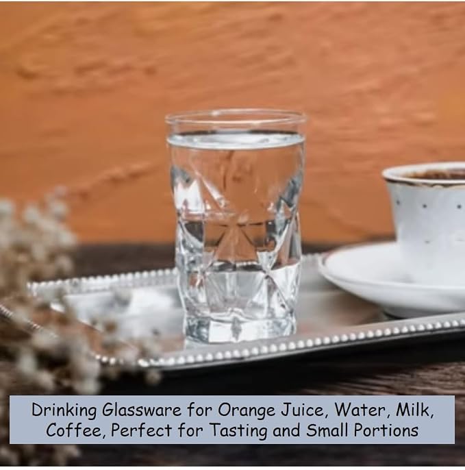 BOHEM'S Small Juice Glasses, Mini Clear Glass Cups Tumblers, Drinking Glassware for Orange Juice, Water, Milk, Coffee, Perfect for Tasting and Small Portions, Set of 6, (3.6 oz) - Image 2