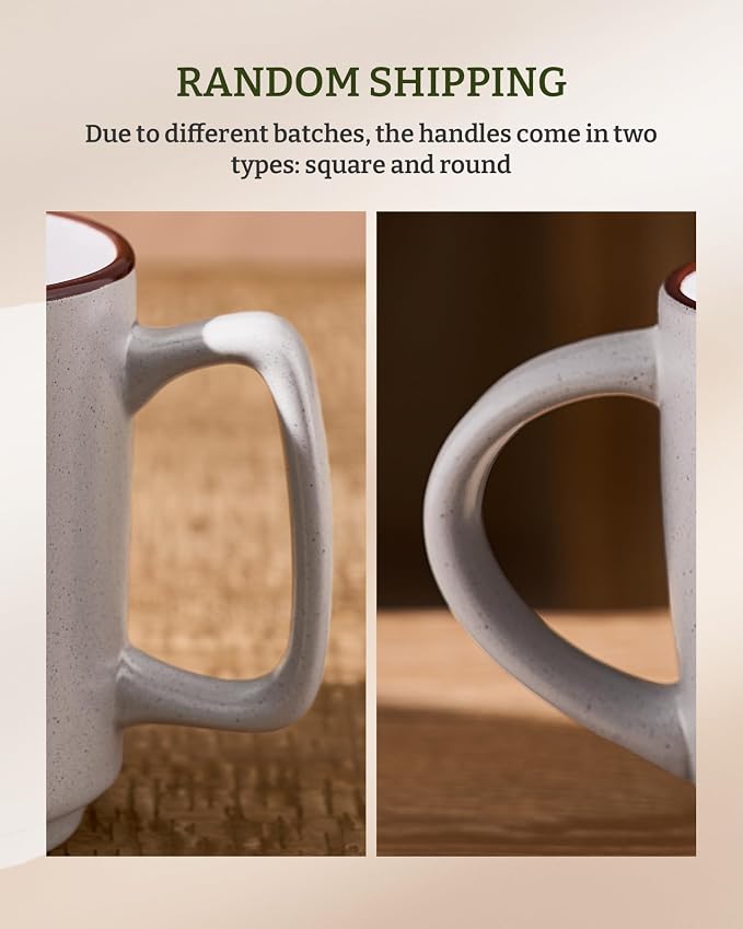 famiware Coffee Mugs Set of 4, Nebula 14oz Coffee Mugs, Ceramic Cup Set with Handle for Latte, Tea, Milk, Cappuccino, Cocoa, Light Gray - Image 3