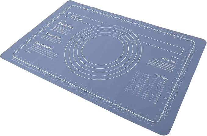 Keenso Silicone Pastry Mat Rolling Pin Set with Measurements for Baking Pizza Pies Bread Blue 3 Pieces - Image 7