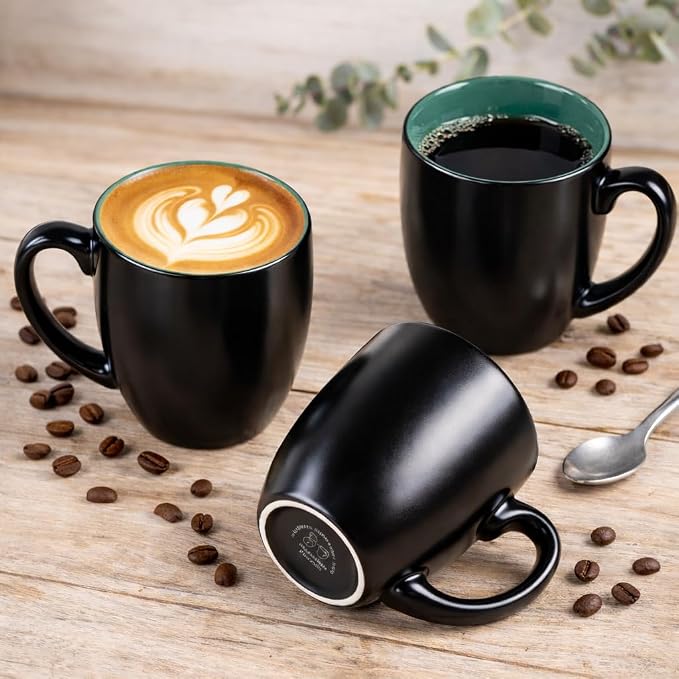 GBhome 16oz Coffee Mugs Set of 6, Large Ceramic Coffee Mugs for Man, Woman, Dad, Mom, Modern Coffee Mugs Set with handle for Tea/Latte/Cappuccino/Milk/Cocoa. Dishwasher&Microwave Safe,Green - Image 4