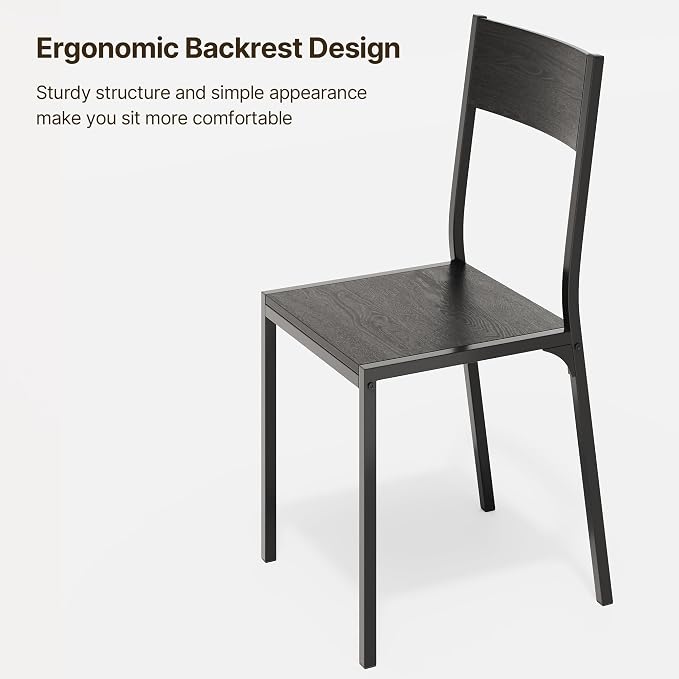 Gizoon 7-Piece Dining Table Set for 6, Kitchen Table with Chairs Black | Spacious black 6-person dining set with under-table storage rack. Ergonomic chairs slide under table to maximize space. - Image 8