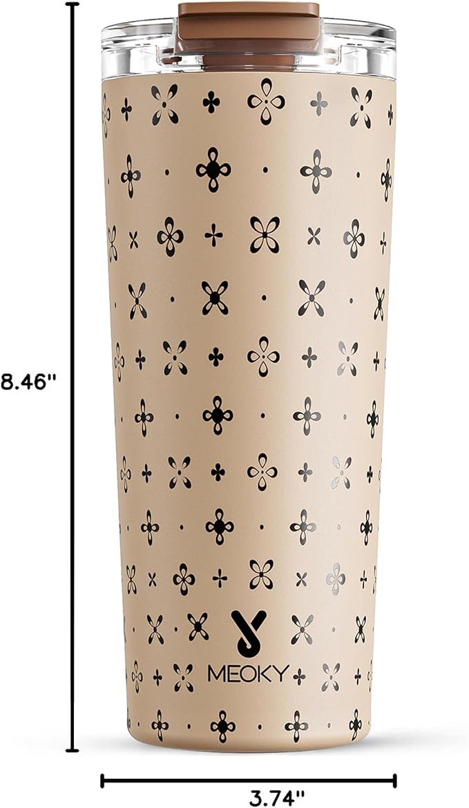 Meoky 24 oz Insulated Travel Coffee Mug: Leak Proof Lid, Mocha Cross | Stainless Steel Coffee Tumbler, Keeps Hot for 8 Hours or Cold for 24 Hours, Fits in Car Cup Holder, BPA Free - Image 3