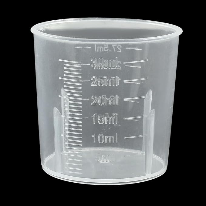 Waziaqoc 30ml/1.02oz Plastic Graduated Beaker (6 Pack), Transparent PP Measuring Cup Mixing Cup for Kitchen Lab