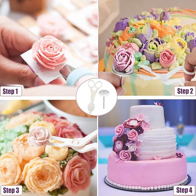 15 Pcs Cake Decorating Baking Syringe Tool Kit, Cupcake Filling Injector with Icing Nozzles Cream Scrapers Nozzle Brush Flower Nail Lifter Scissors Pastry Frosting Gun Piping Kit for Cookies