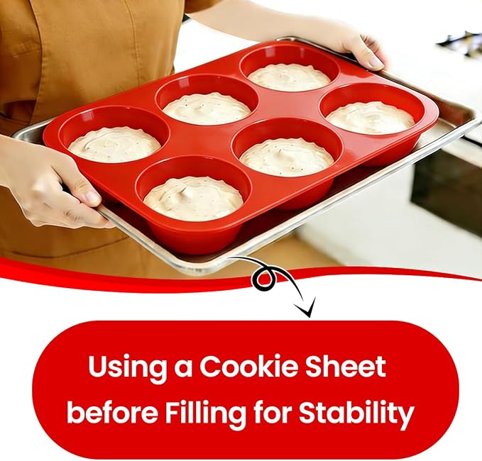 CAKETIME Silicone Jumbo Muffin Pan 3 Pack 6 Cup 3.5 Inch Large Muffin Tin Non Stick BPA Free for Baking Giant Muffins Cupcakes Frittatas - Image 2
