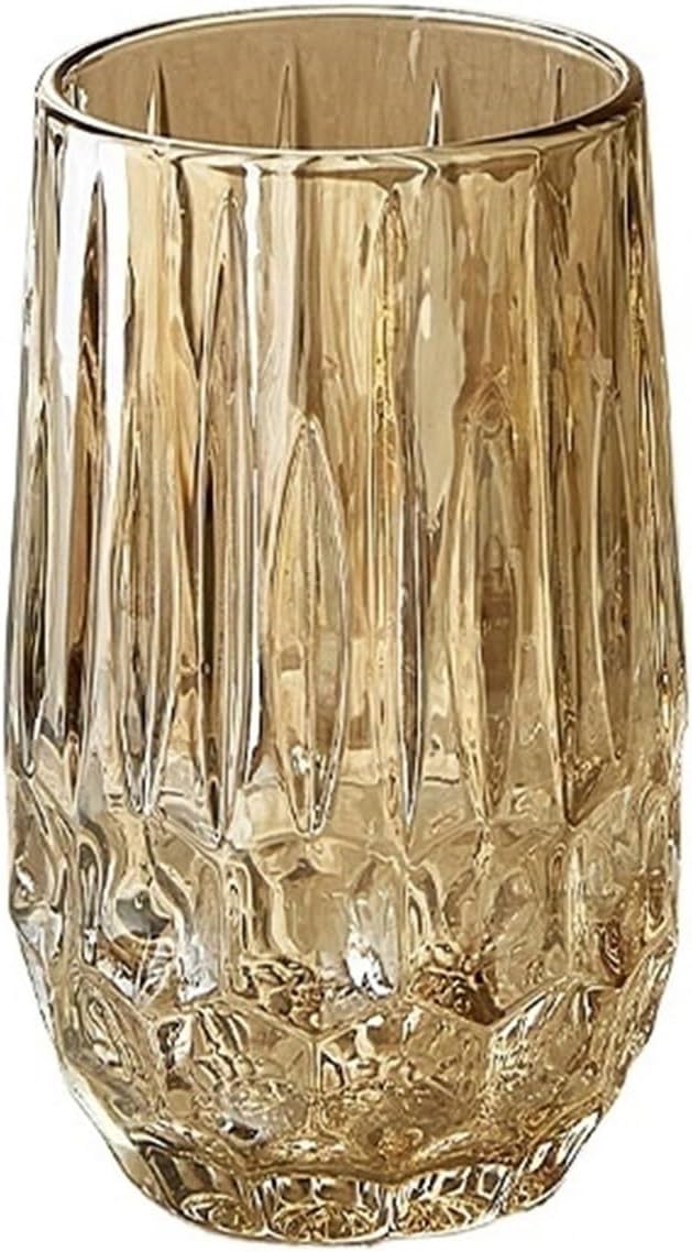 Water Glasses Textured Crystal Glass Cups, 2 Size Clear Fancy Glassware for Cocktail Tea Water Beer Soda Beverages for Home Kitchen，Bruin Large by Unknown