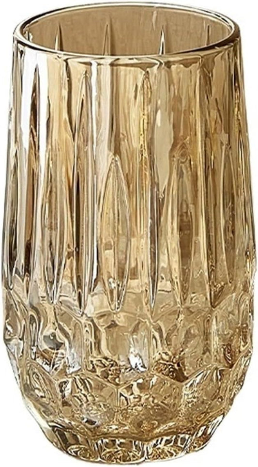Water Glasses Textured Crystal Glass Cups, 2 Size Clear Fancy Glassware for Cocktail Tea Water Beer Soda Beverages for Home Kitchen，Bruin Large by Unknown