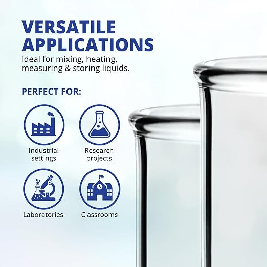 United Scientific™ Borosilicate Glass Beaker, 250ml, Autoclavable, 1 Each | Lab Glassware for Chemistry Research, Low Form Griffin Design, Double Scale Graduated, Autoclavable, Molded Pour Spout - Image 3