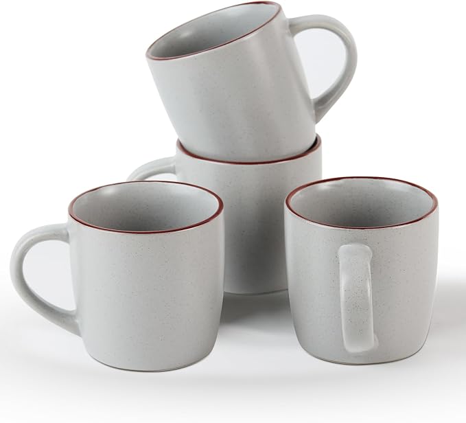 famiware Mercury Coffee Mugs 13 oz, Coffee Mugs Set of 4 with Handle, Cups for Latte, Hot Tea, Cappuccino, Mocha, Cocoa, Light Grey by Famiware