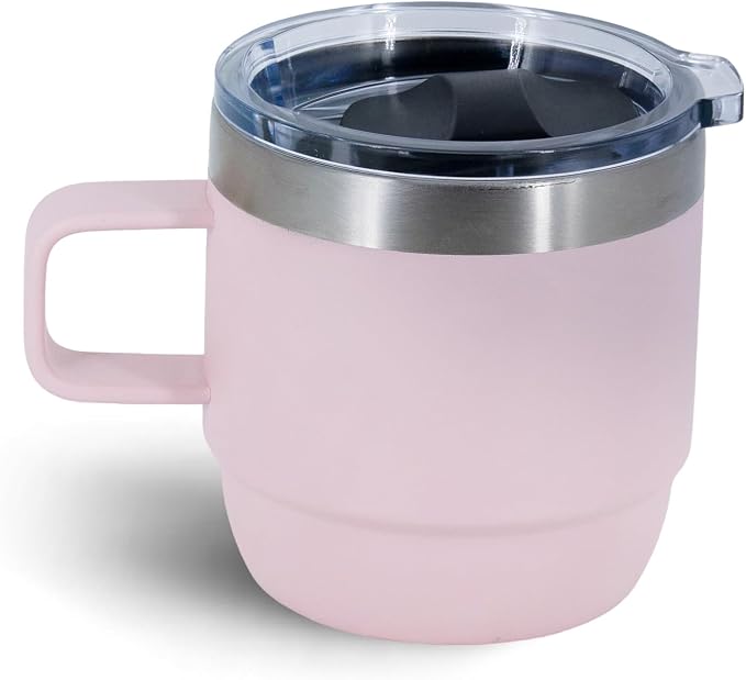 10 oz Stackable Mug, Stainless Steel cup with handle, Vacuum Insulated Espresso/Coffee Mug, shot Glass Set for 1-Piece Set for Coffee, Spirits, Wine, Tea - Pink - Image 7