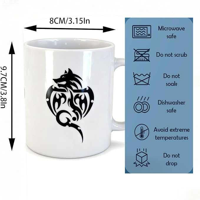 Gothic Mug Skull and Wolf Ceramic Coffee Cup Set Ceramic Coffee Mugs, Unique Gift Boxed Set for Him & Her, Novelty Gothic Mugs, Birthday or Rocker Gift - Image 6