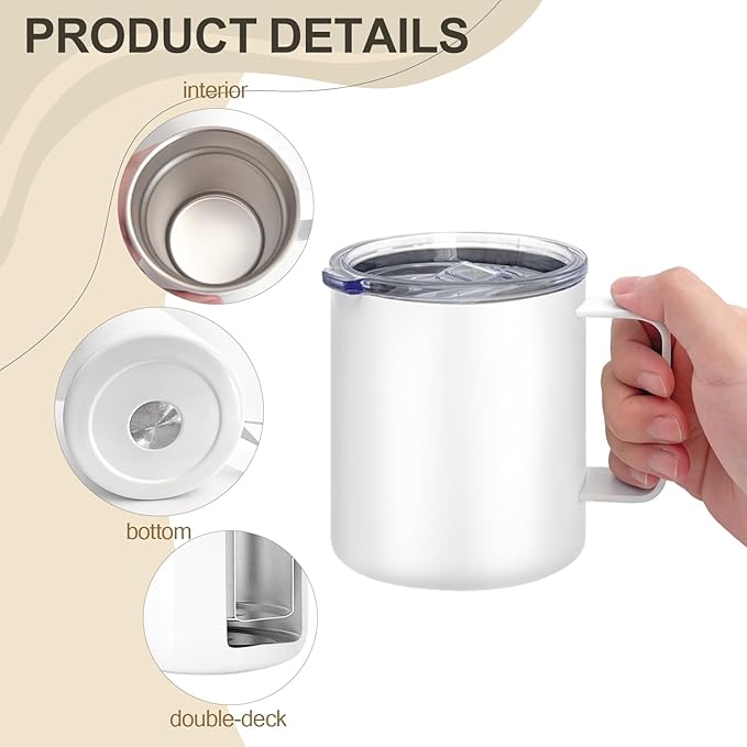 YOUKE OLA 16 Pack Stainless Steel Insulated Coffee Mug Bulk with Handle & Lids, 12oz Vacuum Insulated Double Wall Travel Mug for Hot and Cold Drinks Home Office Car, 16 Colors - Image 3