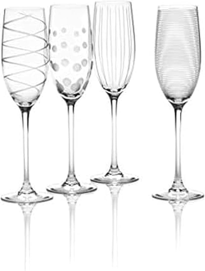 Mikasa Crystal Cheers Champagne Flutes, Set of 4, 8 fluid ounces by Mikasa