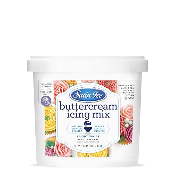 Satin Ice Bright White Buttercream Icing Mix For Cake Decorating (2 Pounds)