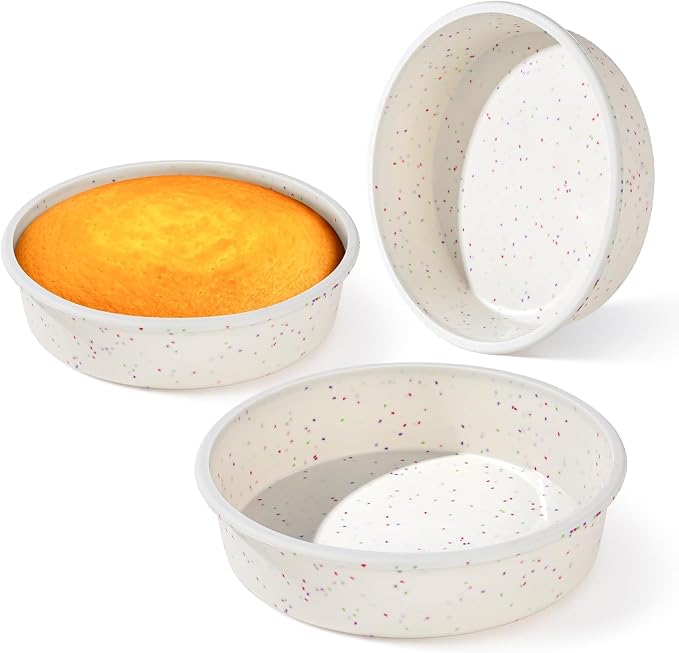 Vinino 10 Inch Cake Pans, 3 Pack Silicone Pans with Steel Frame | Create Layered Cakes & Desserts, Flexible Silicone Mold with Stainless Steel Frame, Nonstick Surface and Reusable Design by VININO