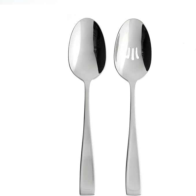 Oneida Moda 2-Piece Silverware Serving Set, Flatware | silver, dishwasher safe | heavy duty, cutlery set for kitchen and dining, serving utensil set, wedding silverware by Oneida