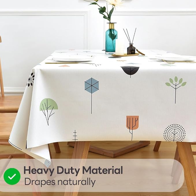 Wipeable Waterproof Tablecloth Vinyl Tablecloths for Rectangle Tables Heavy Duty PVC Tablecloth for Kitchen Dining Table(Small Trees, 54'' x 54'') - Image 5