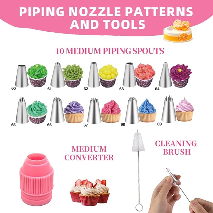 276pcs Cake Decorating Kit with Revolving Cake Turntable,Piping Bags and Tips Set, Cookie cutters,14 Fondant Stamps and Pen,120Cupcake liners,Cake Baking Supplies for Beginners