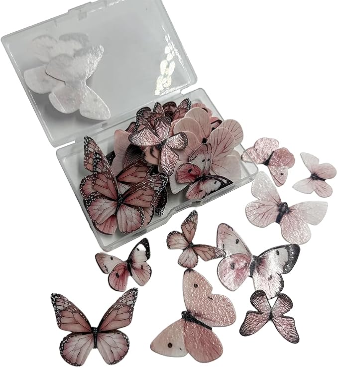 80-Piece Edible Wafer Paper Pink Butterfly Cake Decorations – Rice Paper Butterfly Toppers, Icing Decor for Birthday Cakes, Cupcakes, Cookies, and Desserts – Pastel Pink Theme - Image 6