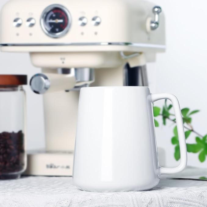 24 OZ Large Coffee Mug, Nice Ceramic Tea Cup with Big Handle for Dad Men Women, Unique Style For Any Kitchen, White - Image 5