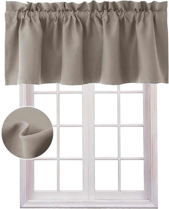 Hiasan Valance Curtains for Kitchen Blackout Thermal Insulated Solid Window Curtain Valance, Taupe, 42 x 12 Inches, 1 Panel by Hiasan