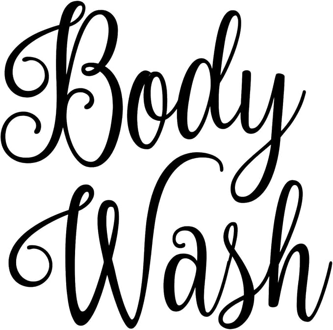 Body Wash 4w x 4h Label | Bathroom Organization | Die Cut Vinyl Decal | Black Fancy Font (Sticker Only) by MinglewoodTrading