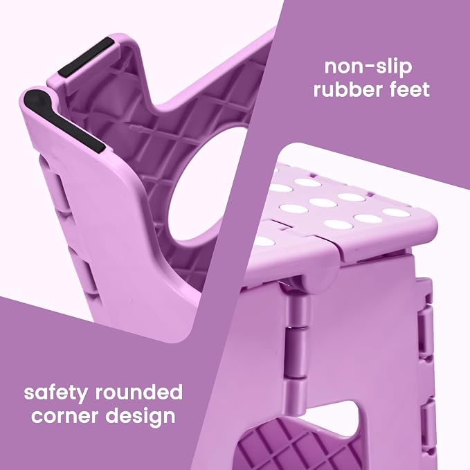 ACSTEP Foldable Step Stool for Adults 13 Inch, 300 lbs, Light Purple | Lightweight Stepping Stool with Handle and Non-Slip Surface, for Reaching Kitchen Cabinets, Bathroom Shelves and Closets - Image 6