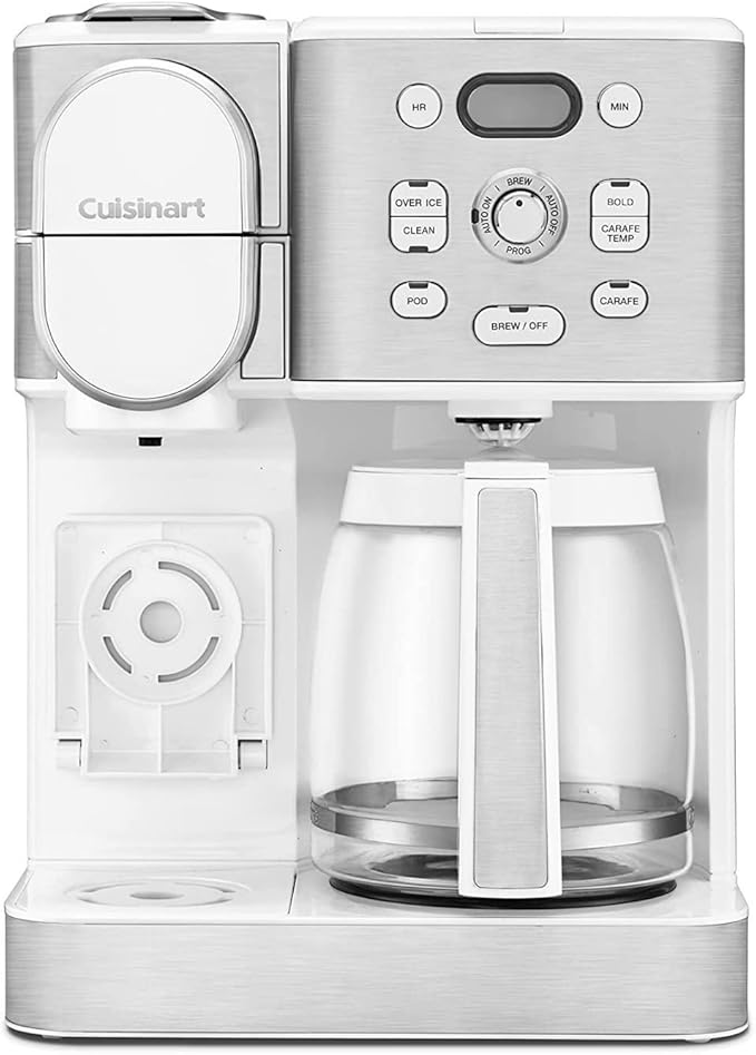 Cuisinart 12-Cup Coffee Maker, Single-Serve Brewer Glass Carafe, Automatic Hot & Iced Coffee Machine, Brew Strength Control and Brew Pause, SS-16W, White by Cuisinart