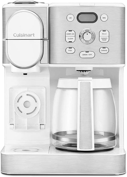 Cuisinart 12-Cup Coffee Maker, Single-Serve Brewer Glass Carafe, Automatic Hot & Iced Coffee Machine, Brew Strength Control and Brew Pause, SS-16W, White by Cuisinart
