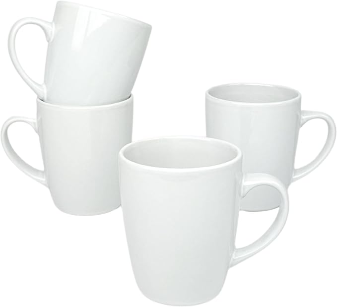 Coupe Stoneware Set of 4 Coffee Mugs, White by 10StrawberryStreet
