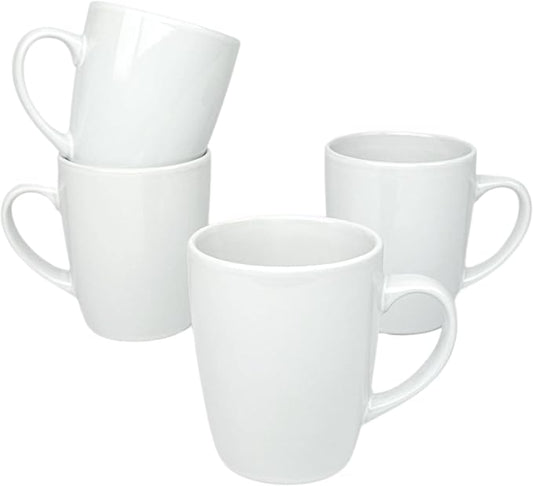 Coupe Stoneware Set of 4 Coffee Mugs, White by 10StrawberryStreet