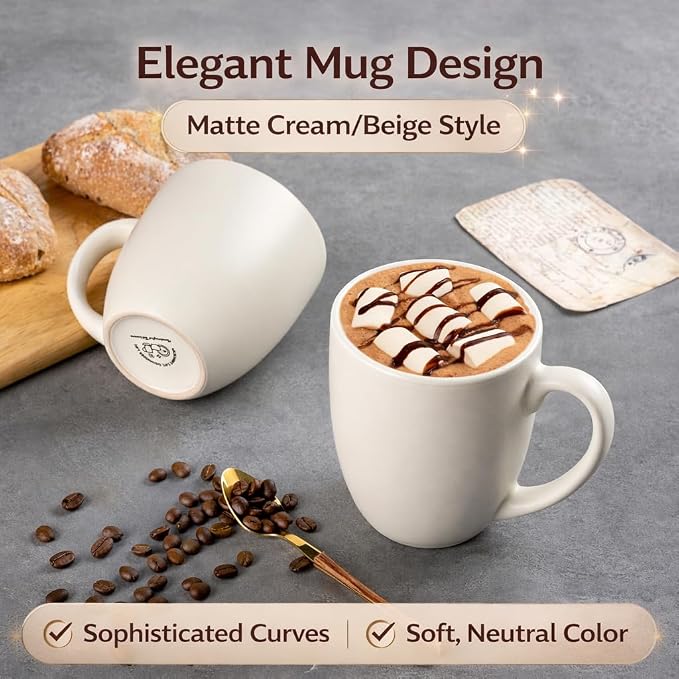 GBhome 16 oz Coffee Mug Set of 6, Large Ceramic Coffee Mugs for Men Women | Modern Stoneware Coffee Mugs Set with Handle for Tea/Latte/Cappuccino/Milk/Cocoa, Dishwasher & Microwave Safe - Image 4