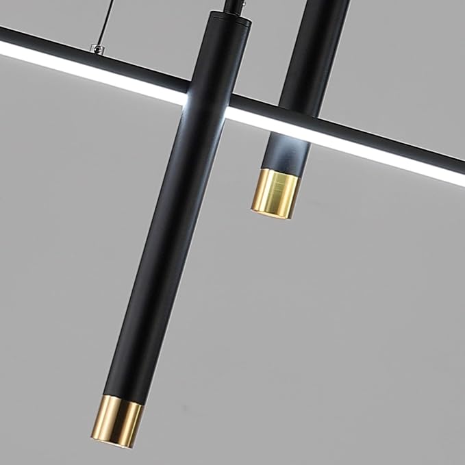 ORANOOR Modern LED Chandeliers, 39inch Dimmable Linear Black Pendant Lights | 39in Square Black Gold Dining Room Hanging Light Fixture, Kitchen Island Pendant Light for Dining Table Bar (3000lm/ 50W) - Image 7