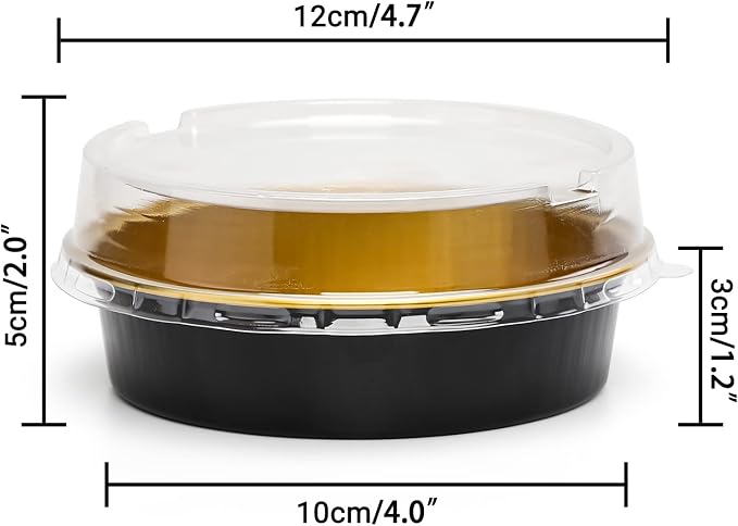 Beasea 20 Pack Cheesecake Pan with Lids, 8 Oz 4 Inch Round Foil Tart Tins Muffin Container with Lids Mini Pie Pans Mini Cake Pan Disposable Tart Pans For Pizza Pie Tart Quiche - Image 2