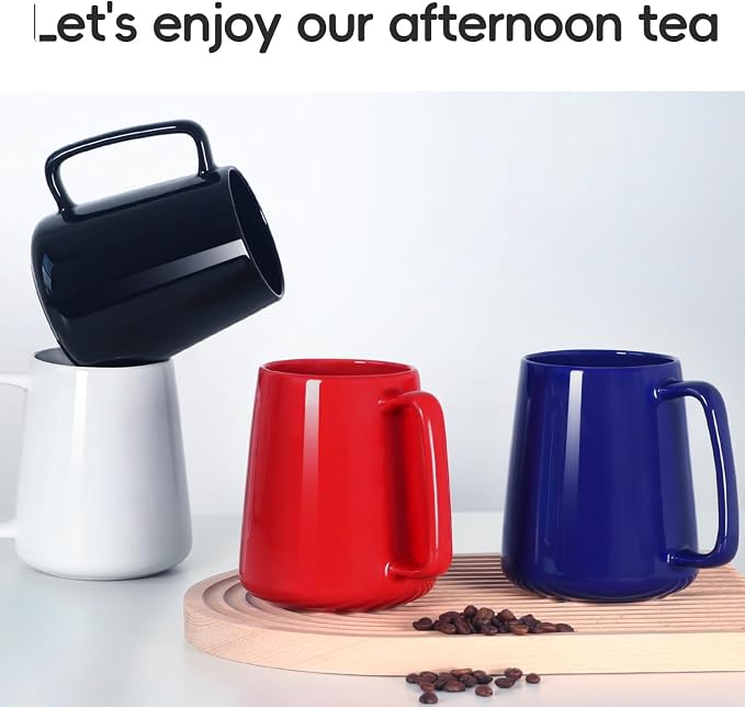 24 OZ Large Coffee Mug, Nice Ceramic Tea Cup with Big Handle for Dad Men Women, Unique Style For Any Kitchen, Red - Image 5