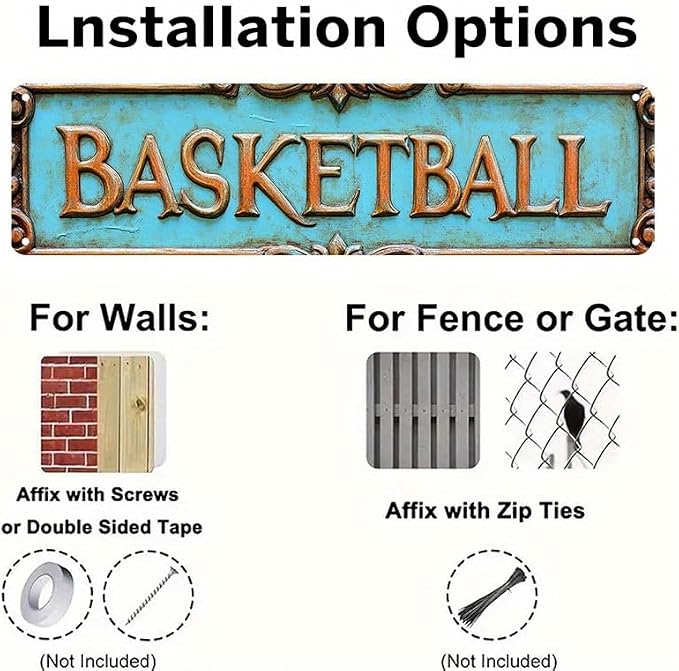 Metal Wall Decor "BASKETBALL" Funny Man Cave Decor Accessories for Home, Bar, Bathroom, Bedroom Unique Retro Tin Signs for Outdoor 4 X 16 inches - Image 5
