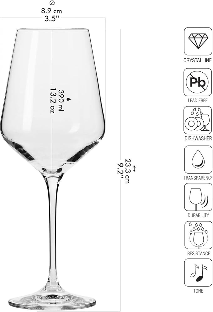 Krosno White Wine Glasses Set of 6, 13.2 oz, Avant-Garde Collection | Wine Tumbler with Stem, Lead-Free Crystal Glassware, Drinking Glasses, Elegant Cups, Home & Restaurant, Dishwasher Safe - Image 2