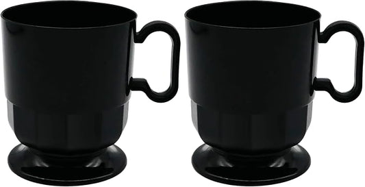 Party Essentials 8-Ounce Hard Plastic Coffee Cup/Tea Mug with Handle, 20-Count, Deluxe Black (Pack of 2) by PartyEssentials
